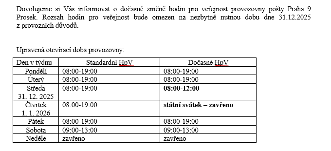 provozní doba Verneřická